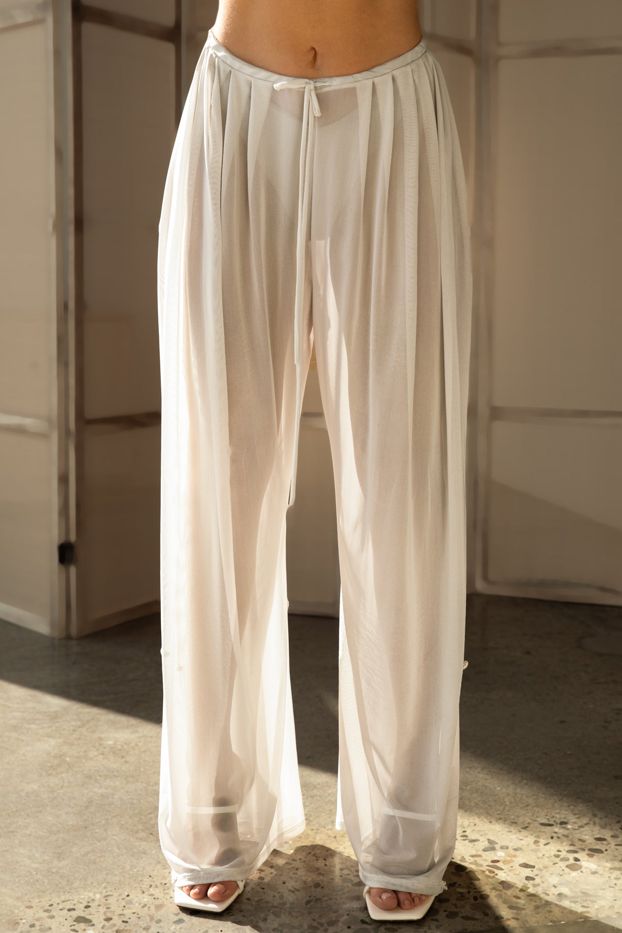 Pleated Sheer Pant Porcelain Mesh – JOAH BROWN®