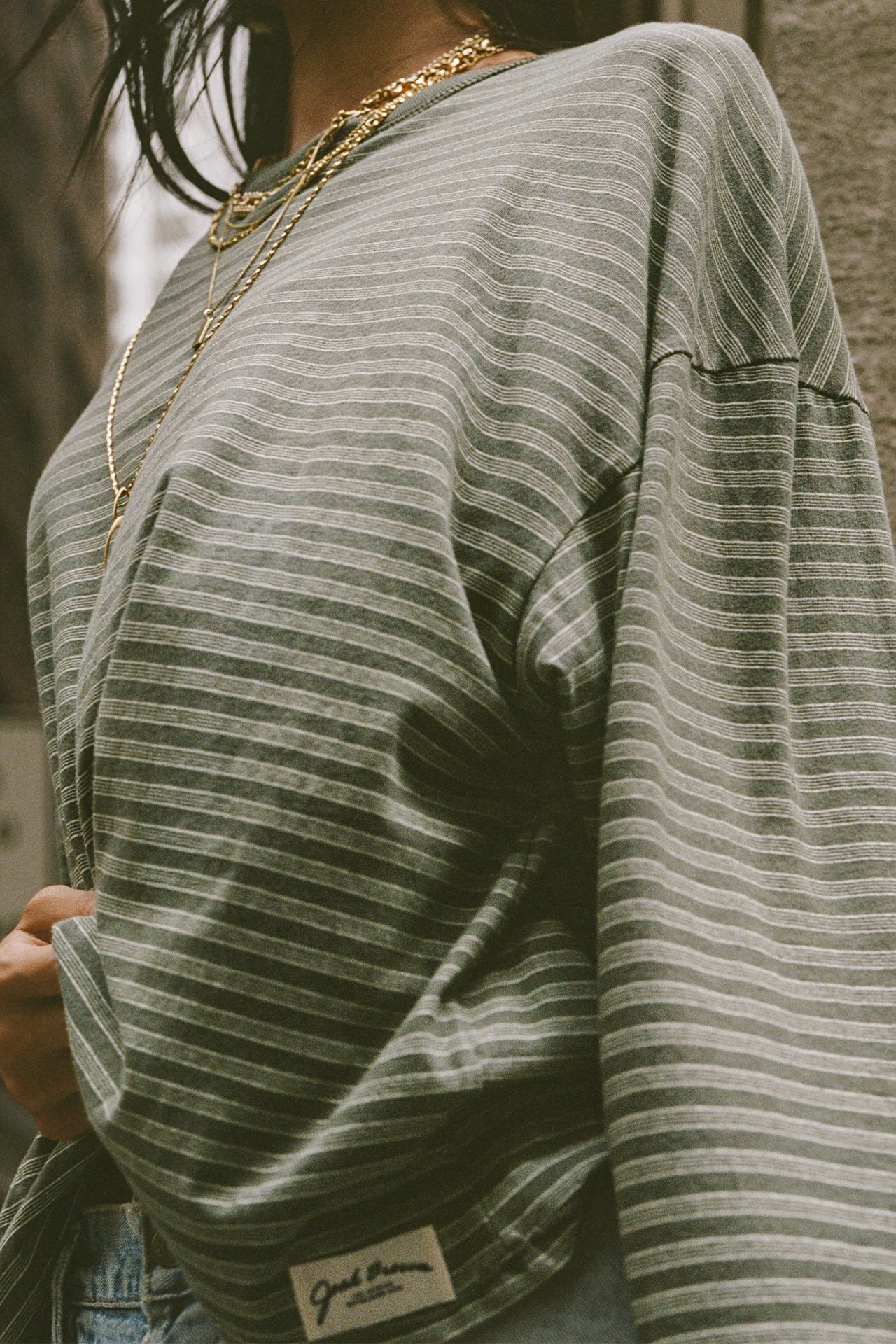 Boxy Crew Long Sleeve - Forest Stripe Classic Cotton – JOAH BROWN®
