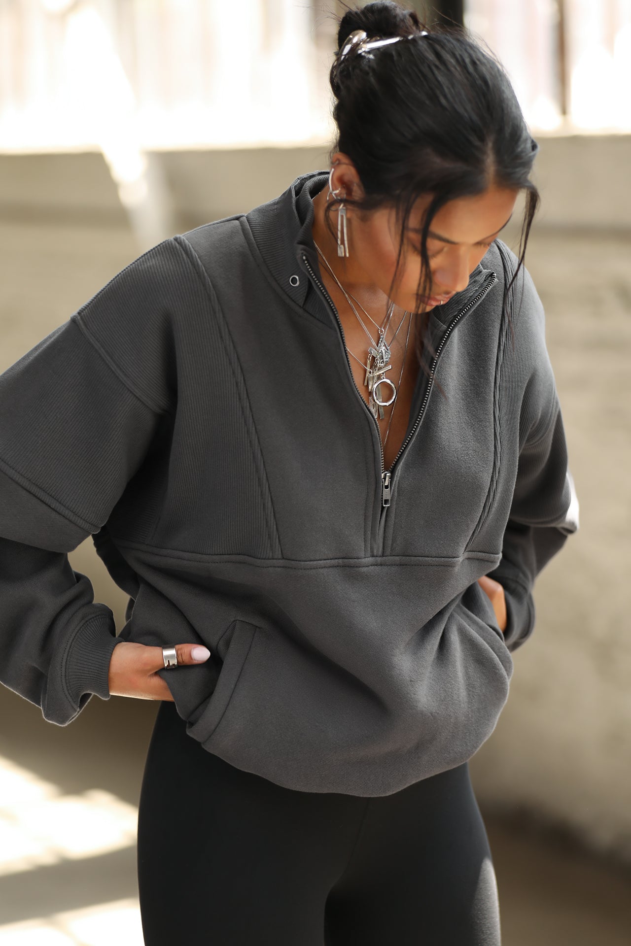 Retro Half Zip: Charcoal Luxe French Terry | JOAH BROWN® Retro Half Zip: Charcoal Luxe French Terry | JOAH BROWN®