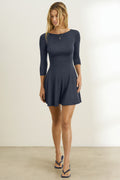 Boatneck Mid-Sleeve Dress