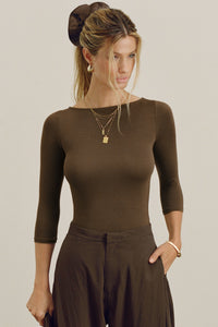 Boatneck Mid-Sleeve Top