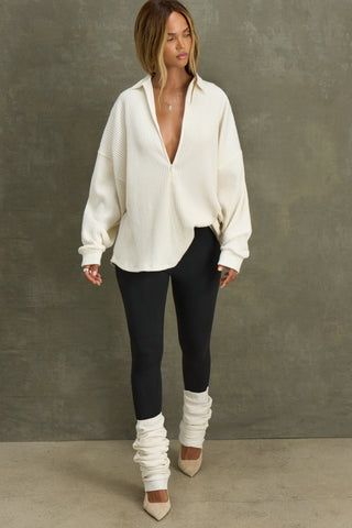 Deep V Zip Pullover