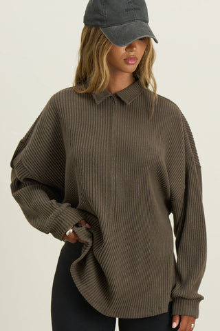 Deep V Zip Pullover