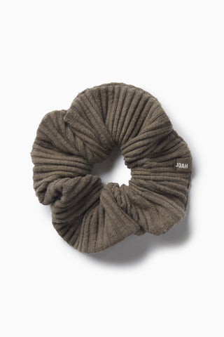 Flay lay view of soft and stretchy army luxe knit Knit Scrunchie 