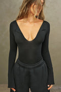 Notched V Neck Long Sleeve