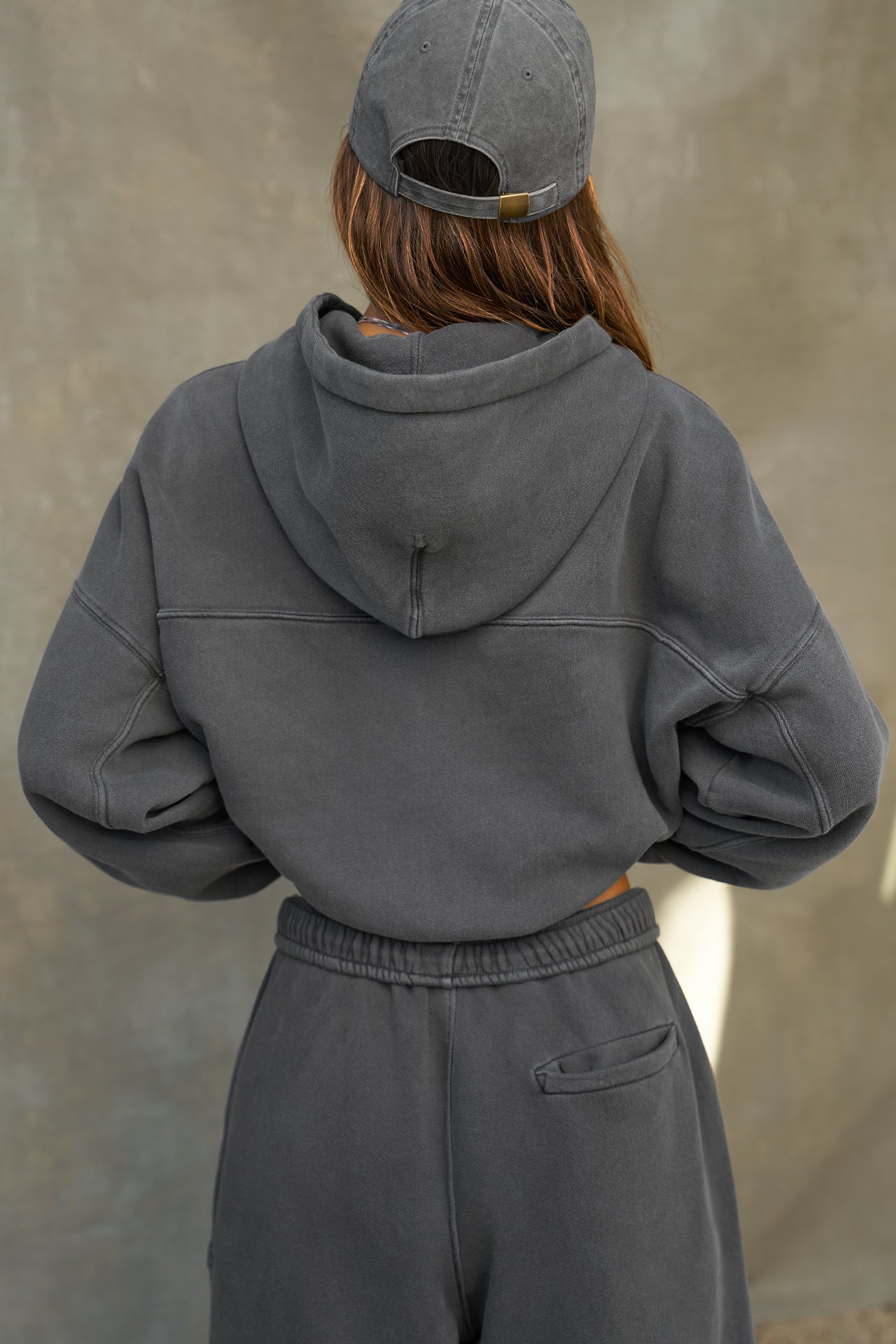 Oversized Zip Hoodie - Washed Black French Terry – JOAH BROWN®